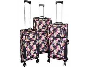 Betty Boop 3-piece Expandable Rolling Travel Luggage Set Multi Faces Design